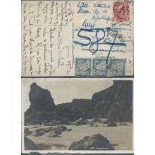 France 1924 5c x 3 Postage Due from St. Ives England to Paris redirect