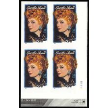 3523a, 34c LUCILLE BALL - IMPERFORATE PL# BLOCK OF FOUR ERROR - Stuart Katz