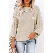 Apricot Exposed Seam Ribbed Knit Dolman Sweater
