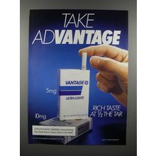 1989 Vantage Ultra Lights Cigarette Ad - Advantage