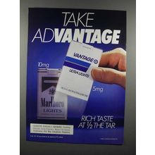 1989 Vantage Ultra Lights Cigarette Ad - Take Advantage