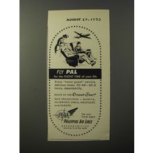 1953 PAL Philippine Air Lines Ad - Fly PAL for the flight time of your life