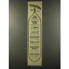 1956 Harper Books Ad - The Gelignite Gang; Unnatural Death; Gideon's Week