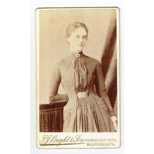Victorian cdv photo young woman standing Bournemouth photographer