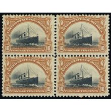 299, Mint F-VF NH 10¢ “Sinking Ship” Block of Four SCV $1200 * Stuart Katz