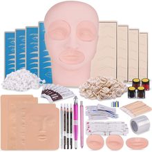 Microblading Practice Kit with Skin, Eyebrow Tattoo Kit, Flat Mannequin Head Lip