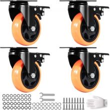 Caster Wheels, 4-inch Swivel Plate Casters, Set of 4, with Security A/B Lock...