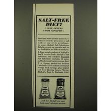 1964 Adolph's Salt Substitute and Seasoned Salt Substitute Ad - Salt-Free Diet?