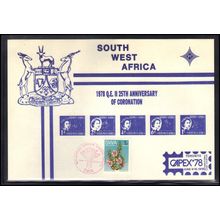 Card South West Africa Stamp 25th Coronation CAPEX '78 Box0166