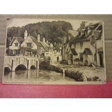 THE STREAM AND BRIDGE, CASTLE COMBE, WILTSHIRE used vintage postcard 1946 pm #