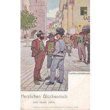 Herzlichen Gluckwunsch Zum Neuen Jahre German Comic Postcard
