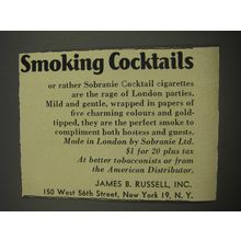 1955 Sobranie Cocktail Cigarettes Advertisement - Smoking Cocktails