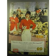 1959 Rheingold Beer Ad - There's fun a-field with Rheingold! says Robbin Bain