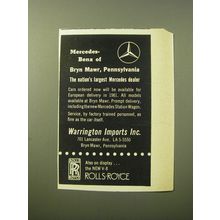 1960 Warrington Imports Inc. Cars Ad - Mercedes-Benz of Bryn Mawr, Pennsylvania