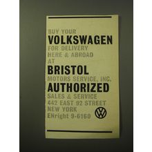1960 Bristol Motors Service, Inc. Ad - Buy your Volkswagen for delivery here