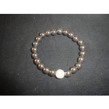 Round Hematite elasticated with white pave crystal bracelet