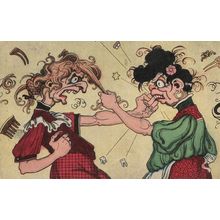 Amazing Antique Women Boxing Fighting Comic WW1 1917 Postcard