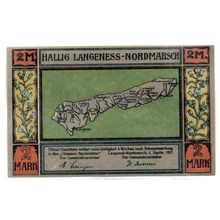 1921 Germany Hallig Langeness-Nordmarsch Notgeld 2 Mark Note (1422)