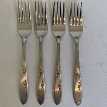 4 International Holmes & Edwards Deep SILVER FASHION 7.5" Forks Fork Set 1957