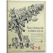 BELL TELEPHONE SYSTEM 1943 Christmas rush telephone wire vintage ad