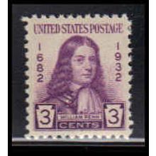 724 3c William Penn Fine MNH O3520
