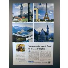 1957 Bell Telephone Ad - Cross to Europe for $12