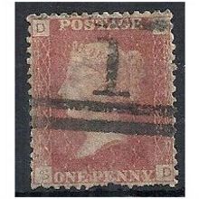 1858 SG43 1d Red Plate 149 Good/Fine Used Check Letters "SD".