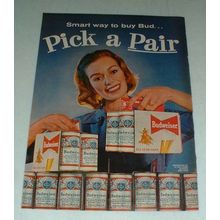 1960 Budweiser Beer Ad - Pick A Pair!
