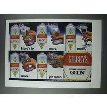 1986 Gilbey's Gin Ad - Here's To More, More, More Gin Taste