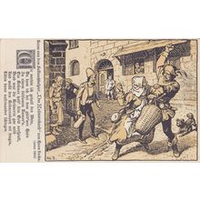 German Jester Beating Up Old Lady Antique Postcard