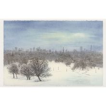 London Eye from Primrose Hill at Winter Painting Postcard