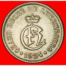 ⰆBELGIUM:LUXEMBOURG★10 CENTIMES 1924 CROWN & DEFORMED STARS★LOW START★NO RESERVE