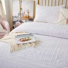 Brandream White Quilts Twin Size Cotton Bedspread Matelasse Bedding Coverlet Set