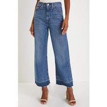 Sail Blue Raw Hem Straight Leg Loose High Waist Jeans