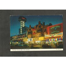 Postcard Norfolk Great Yarmouth Oasis Tower at night
