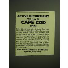 1974 Cape Cod, Massachusetts Chamber of Commerce Ad - Active Retirement the key