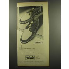 1949 Wallachs Freeman Shoes Ad - White on Brown