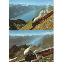 Brienz Rothorn Bahn Swiss Train Hotel Postmark 2x Postcard