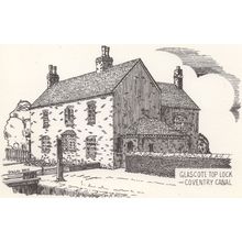 Glascote Top Lock Coventry Canal Sketch Painting Postcard