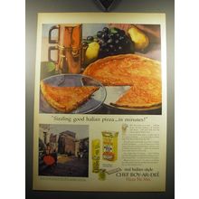 1957 Chef Boy-ar-dee Pizza Pie Mix Ad - Sizzling good Italian pizza