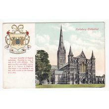 Salisbury Cathedral with Heraldic Coat of Arms 1907 Postcard
