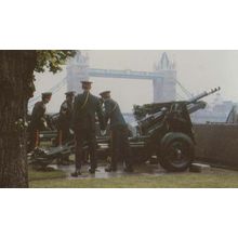 Prince Charles Firing Royal Salute London Tower Bridge 1982 Photo Royal Postcard