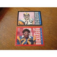 1985 topps, 2-cards, Eric Dickerson, Regular & Box Bottom