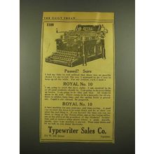 1915 Royal No. 10 Typewriter Ad - Passed? Sure