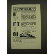 1960 Eurailpass Railroad Travel Ad - The Travel Hit of the Year