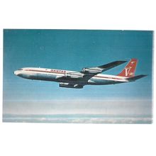 QANTAS AIRWAYS .. BOEING 707 V-JET aeroplane unused vintage postcard =