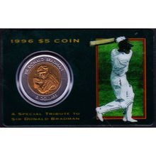 1996 Australia $5 Coin Carded Sir Donald Bradman Tribute