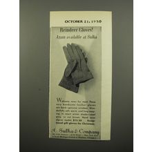 1950 A. Sulka Gloves Ad - Reindeer Gloves! Again available at Sulka