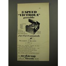 1952 RCA Victor Model 2ES38 Phonograph Ad - 3 Speed Victrola portable