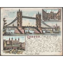 Court Card - Multiview, London, 1898 - Sandle Brothers Postcard